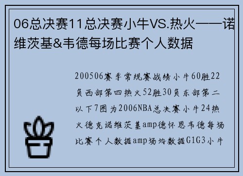 06总决赛11总决赛小牛VS.热火——诺维茨基&韦德每场比赛个人数据